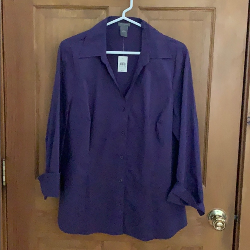 Ann Taylor Factory Purple Button Down Shirt